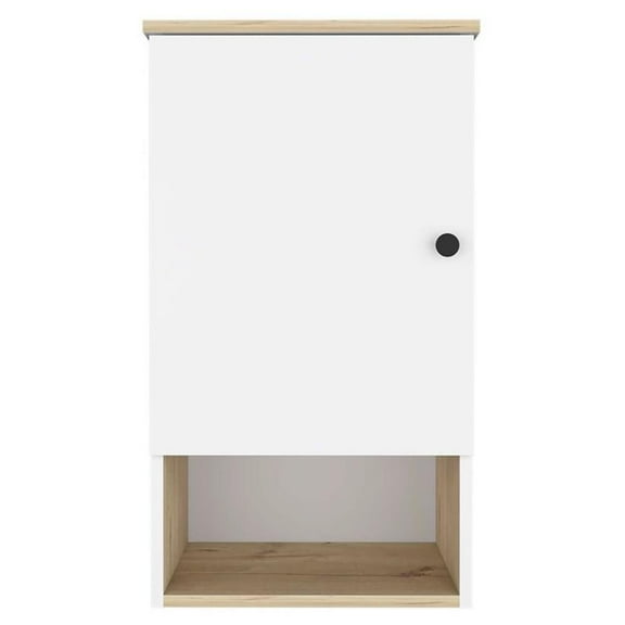 Atlin Designs Modern Wood Bathroom Medicine Cabinet in Light Oak/White