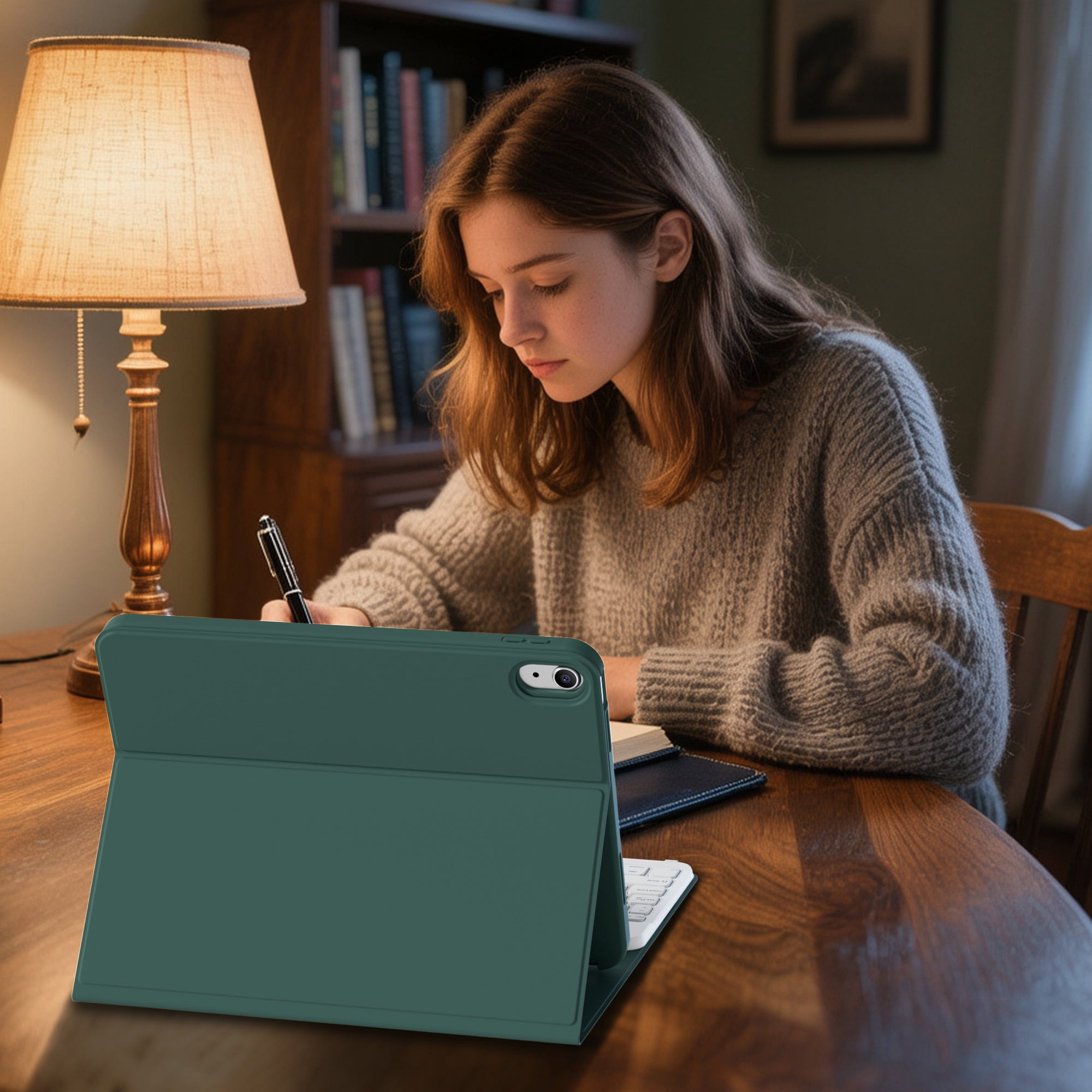 KVTVOU Keyboard Case for iPad A16 11 inch 2025 / 10th Generation 10.9 inch 2022, Detachable Wireless Keyboard Cover with Pencil Holder for iPad 11/10th Gen, Green