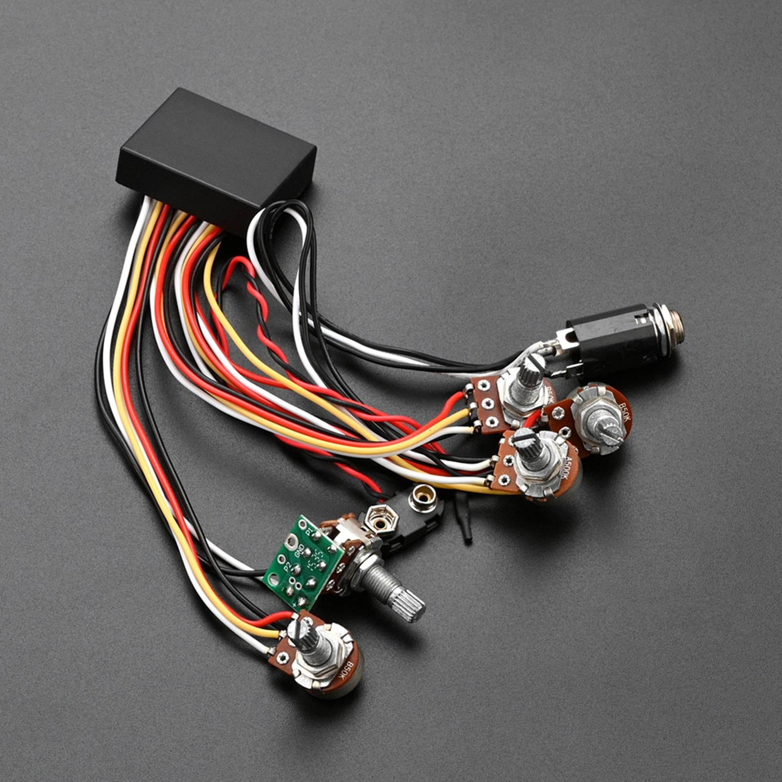 LeeQinersw Bass EQ Band Electric Assembly Guitar Wiring Harness 4 Knob 2 Pickup Bass Preamp
