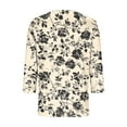 thumbnail image 5 of T-Shirts for Women 3/4 Sleeve V-Neck Floral Printed Casual Dressy Tunic Tops Laides T-Shirts, 5 of 6