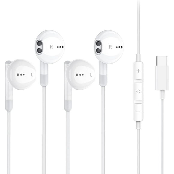 GHSDFBB 2 Pack USB C Headphones, Type C Earphones for Samsung S21 S22 Ultra 5G USB C Earbuds HiFi Stereo Digital DAC Earphone Mic Wired Headphone for Android Smartphone Galaxy S20 FE Note 20