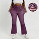 thumbnail image 5 of Pantalones de Cintura Alta para Mujeres Casual Cintura Elástica Caminando con Bolsillos Pantalones Impresos No Tela de Denim Imitación Pantalones de Denim Cómodos para Salir, 5 of 8