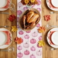 thumbnail image 5 of Fall Thanksgiving Table Runner - 72 Inch Long Pink Pumpkin Autumn Rustic Boho Cotton and Linen Blended Dress Scarves Farmhouse Table Runner for Kitchen Dining, Coffee Table, 13" x 72", 5 of 8