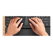 Delton KB250 Computer Ergonomic Wireless Keyboard with USB Dongle, Curved Keyboard with Wrist Pad, Natural Typing Full-Size Quiet Keyboard, Compatible for Laptop/PC/Tablets/Smartphone - Black
