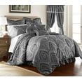 thumbnail image 6 of Chezmoi Collection Seville 9-Piece Medallion Paisley Jacquard Comforter Set, Queen, Gray/Silver, 6 of 7
