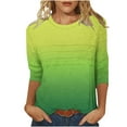 thumbnail image 3 of JURANMO 3/4 Length Sleeve Womens Tops Summer Round Neck Tunic Tops Dressy Casual Pleated Shirts Fashion Gradient Print Blouse Prime Sales of The Day Green XXL, 3 of 7