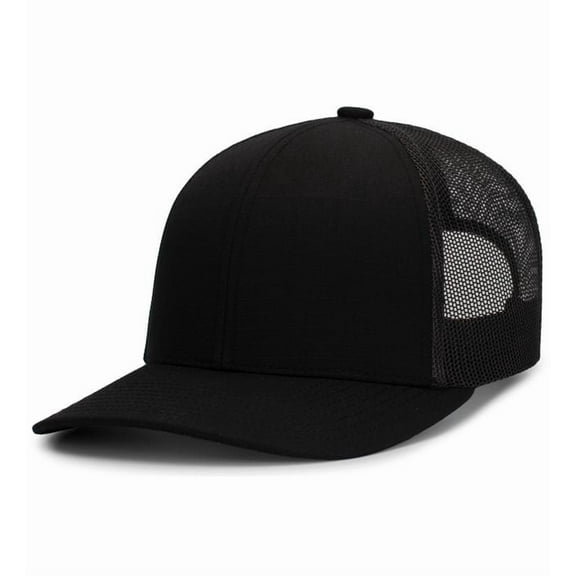 Pacific Headwear 104C Trucker Snapback Cap-Black-XL
