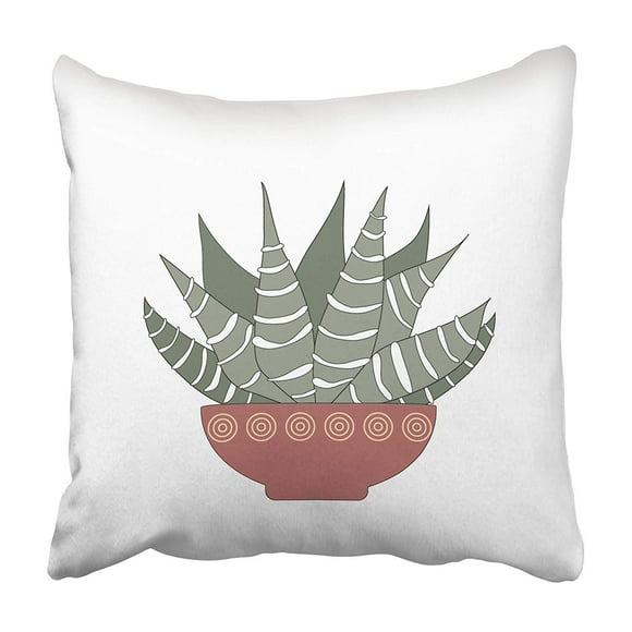 EREHome Green Succulent Zebra Cactus Haworthia Attenuata Plant on Brown Pot White Beautiful Pillowcase 16x16 inch