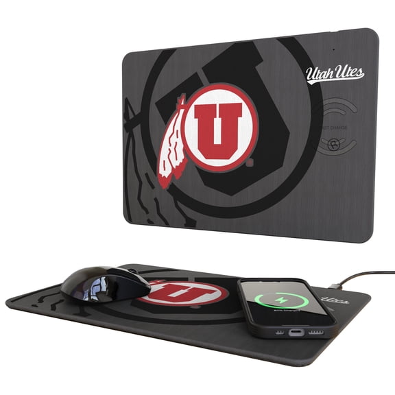Keyscaper Utah Utes 15W Fast Wireless Charger and Mouse Pad