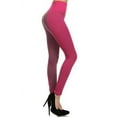 thumbnail image 2 of K-Cliffs Women's One Size casual Two-Tone 4" High Rise Leggings with Double Zipper, Fuchsia, 95% Polyester, 5% Spandex, 2 of 4