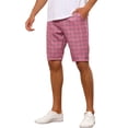 thumbnail image 4 of INSPIRE CHIC Men's Shorts Plaid Pattern Straight Fit Comfort Flat Front Checked Shorts 30 Pink, 4 of 6