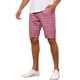 thumbnail image 4 of Pantalones cortos de hombre Inspire Chic, patrón de cuadros, corte recto, comodidad, frente plano, cuadros, 34, rosa, 4 of 6