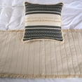 thumbnail image 2 of Beige Bed Runner without Pillow Cover, Twin Size 53"x18" Decorative Bed Runner, Beige & Black Linen Bed Scarf in Quilted, Natural Linen with Lace - Moroccan Vibe, 2 of 6