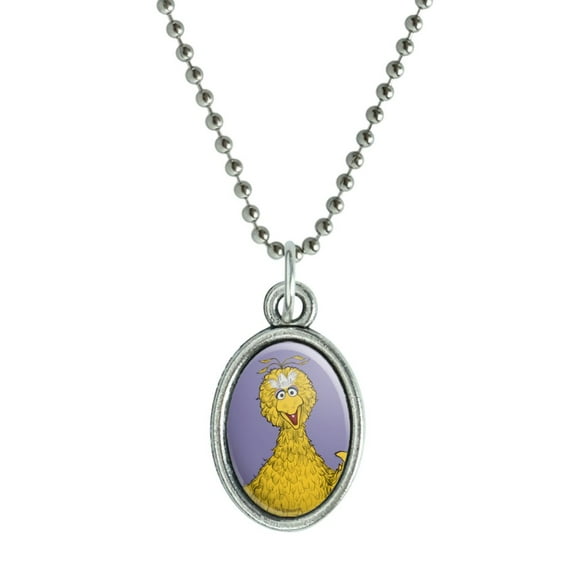 Sesame Street Vintage Big Bird Antiqued Oval Charm Pendant with Chain