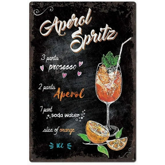 Original Vintage Design Aperol Spritz Cocktail Recipe Tin Metal Signs Wall Art, Thick Tinplate Print Poster Wall Decoration Bar/Kitchen (aperol Spritz, 8x12 Inches (20x30 cm))