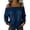 Dark Blue, variant on Women's Cold Shoulder Denim Look Blouse Long Sleeve Casual Pullover Top with Buttoned Strap Details Loose Fit Tunic Shirt for Fall Winter Vacation Daily Wear