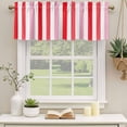 thumbnail image 3 of Red Pink Stripe Valances for Windows, Decorative Rod Pocket Window Valance Curtains, Geometric White Vertical Striped Short Curtain Drapes for Kitchen/Bathroom/Living Room, 2 Panels, 54" W x 18" L, 3 of 8