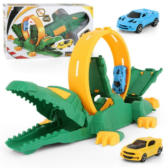 KYAIGUO Kids Inertia Car Toys, Crocodile Toy Catapult, 360 Degree Rotating Track, Crocodile Launcher Inertia Car Toy Set