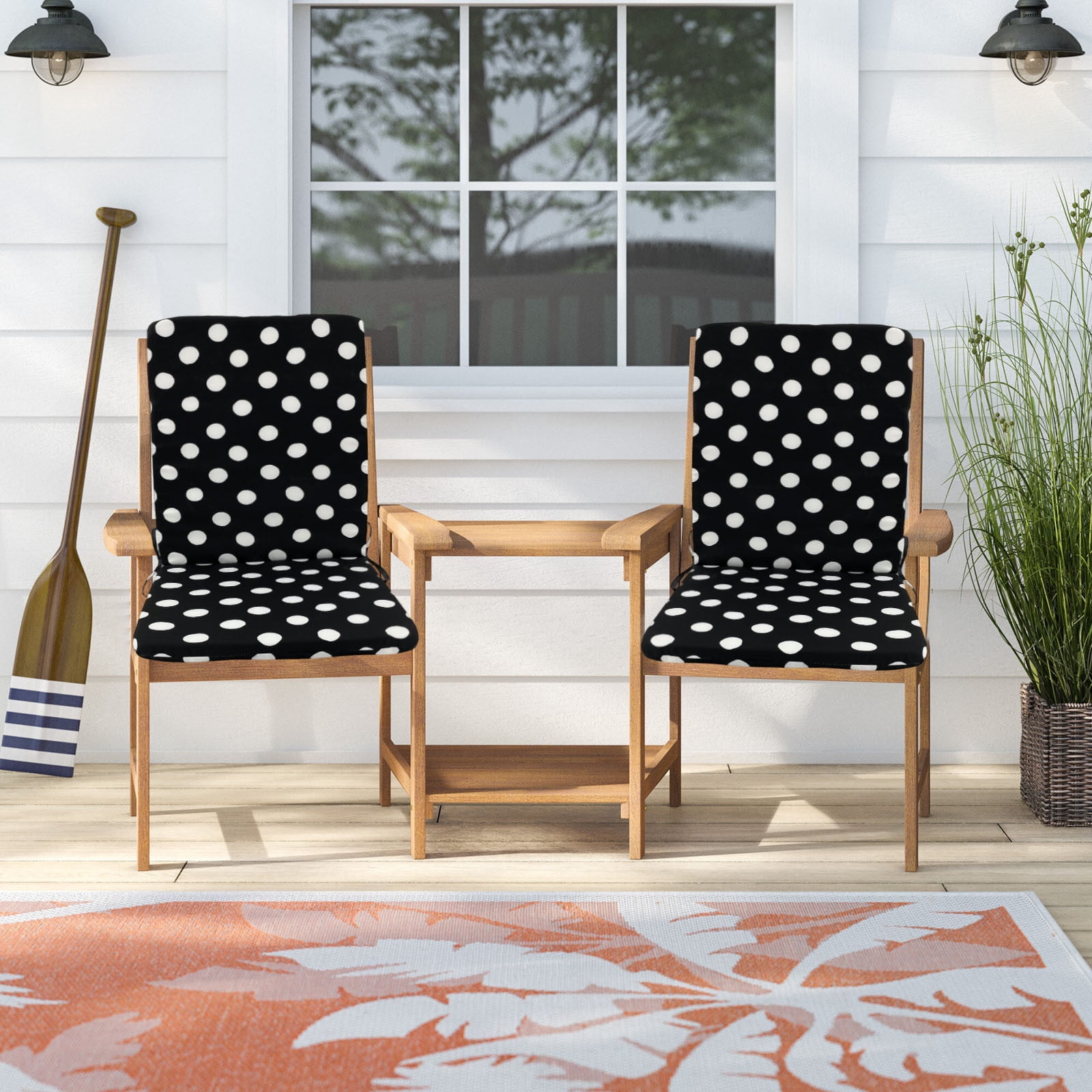 High Back Chair Cushions for Outdoor Use Patio Furniture Cushions Water Repellent and Fade Resistant Seat Cushion with Ties for Rocking Chairs Garden Porch Dining All Weather Decor