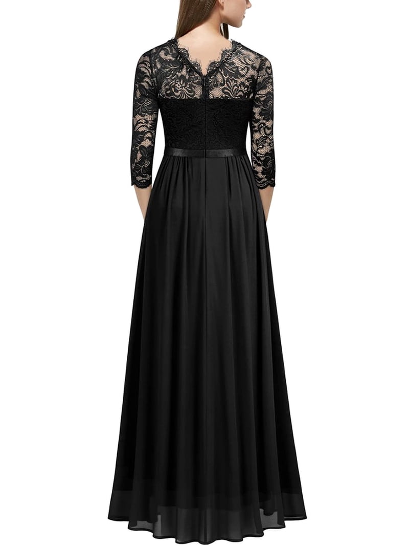 knee length dresses for ladies Black Sheath Sweetheart Long Sleeves Lace Wedding Dresses, Bridal Gown,  MW997