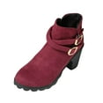 thumbnail image 7 of Miluxas Ankle Boots for Women Women's Chelsea Pump Ankle Boots Closed Toe Stacked Heel Booties Shoe Wine 9(42), 7 of 7