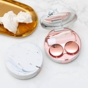 Marble Pattern Contact Lens Storage Case Round High-grade Beauty Care Box Household Office Contact Lens Storage Supplies