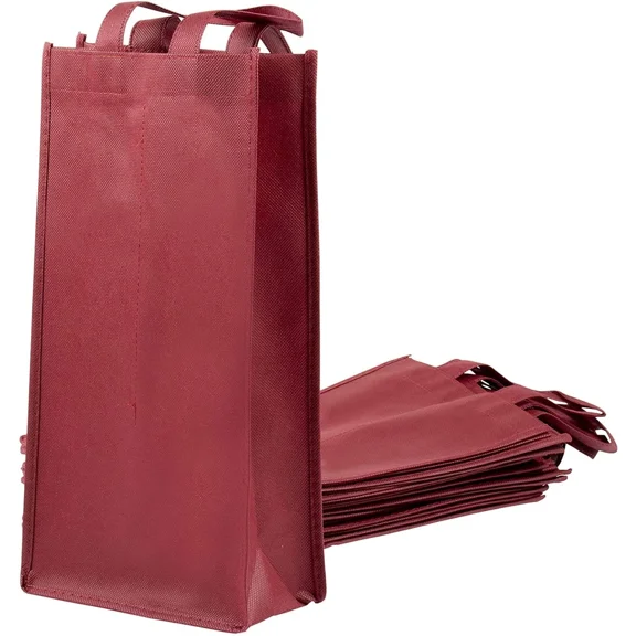 10 Pack Non-Woven Red Double Wine Bottle Travel Tote Carrying Bag For Party Gift