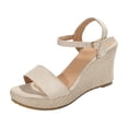 thumbnail image 2 of Wowcloth Women's Plus Size Beach Sandals – Comfortable Open-Toe One-Buckle Design with Thick Wedge Heel and Round Toe for Casual Spring Summer Wear, 2 of 9