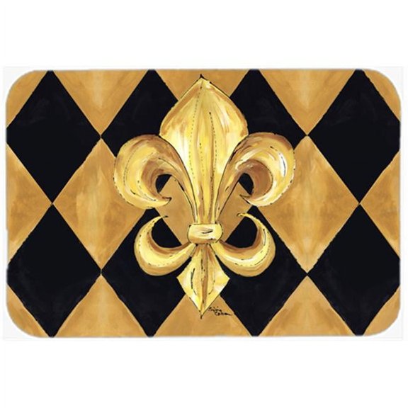 Carolines Treasures 15 x 12 in. Black and Gold Fleur de lis New Orleans Glass Cutting Board - Large