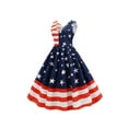 thumbnail image 2 of Liacowi 4th of July Dress for Women Juniors Stripe and Star Print Halter Sleeveless Backless Independence Day Summer Casual Dresses, 2 of 9