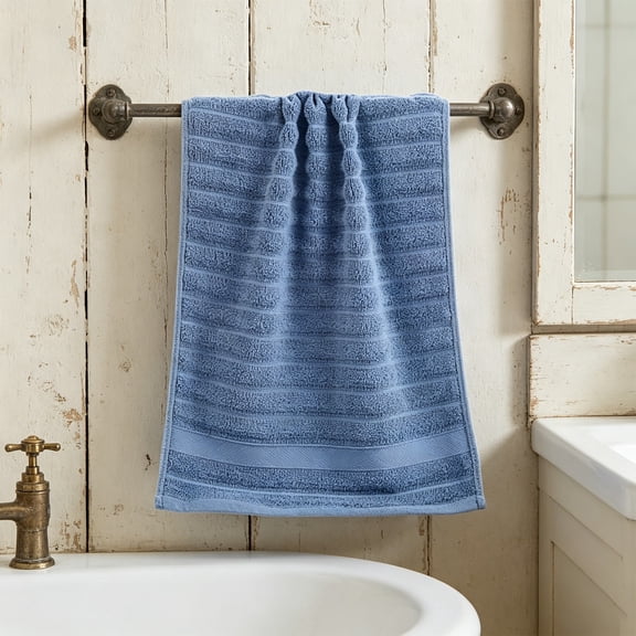 HOZADOIE Facial Cotton Towels 13X29In, Ultra Soft & Highly Absorbent Hand Towels for Bathroom, Soft Feel Fingertip Towels Quick Drying Towels, Blue