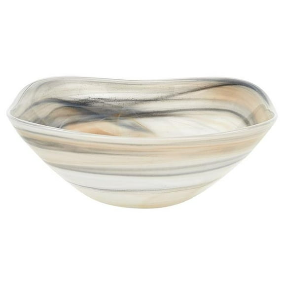 HomeRoots 476271 6 in. Taupe & White Alabaster Glass Square Candy or Nut Bowl - Set of 2