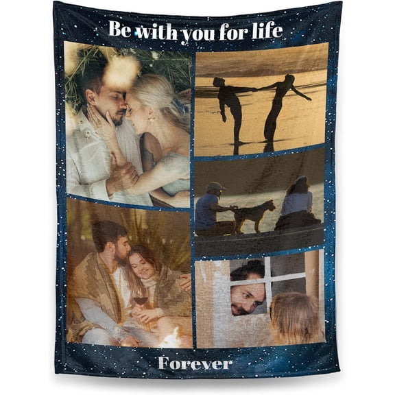 Custom Blanket, Customized Blankets with Picture Text, Personalized Gift Ideas for Birthday/Anniversary/Christmas, Photo Blankets Gift for Women Men Husband Girlfriend Pet (3 Photos)