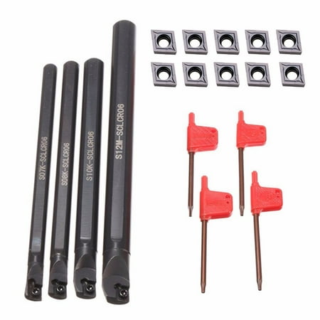 

Set Of 7 8 10 12mm SCLCR06 Turning Tool Lathe Boring Bar + 10x CCMT0602 Inserts