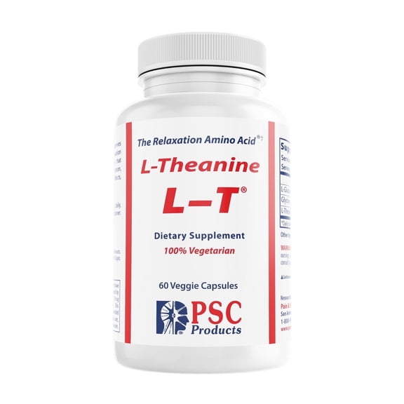 L-T® Complex L-Theanine 100 mg Stress Support Supplement with L-Glutamine and Glycine, 60 Capsules