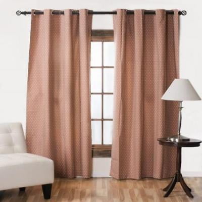 56 X 98 In Burgundy And Ivory Polka Dot Blackout Curtain