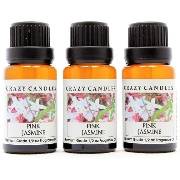 Crazy Candles Pink Jasmine (Made in USA) 3 Bottles 1/2 fl oz Each (15ml) Premium Grade Scented Fragrance Oil