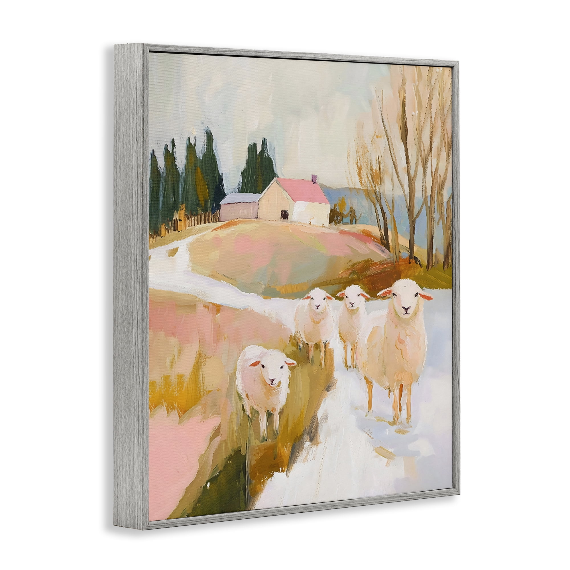 Stupell Industries Sheep on the Roadside Pasture Gray Framed Giclee Art, design by The Prints Vibe