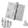 thumbnail image 2 of EMBASSY Door Hinge 3.5 x 3.5 Solid Brass Polished Chrome with Urn Tips, 2 of 7