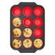 thumbnail image 1 of Silicone Muffin Pan with Metal Frame, Egg Bite Maker Silicone Molds for Baking, Cupcake Pans 12 Regular Size Red, 1 of 5