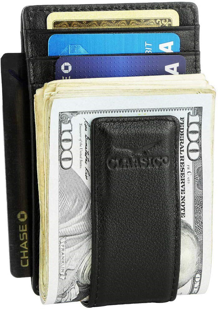 Claasico - Money Clip Leather Wallet For Men Slim Front Pocket RFID