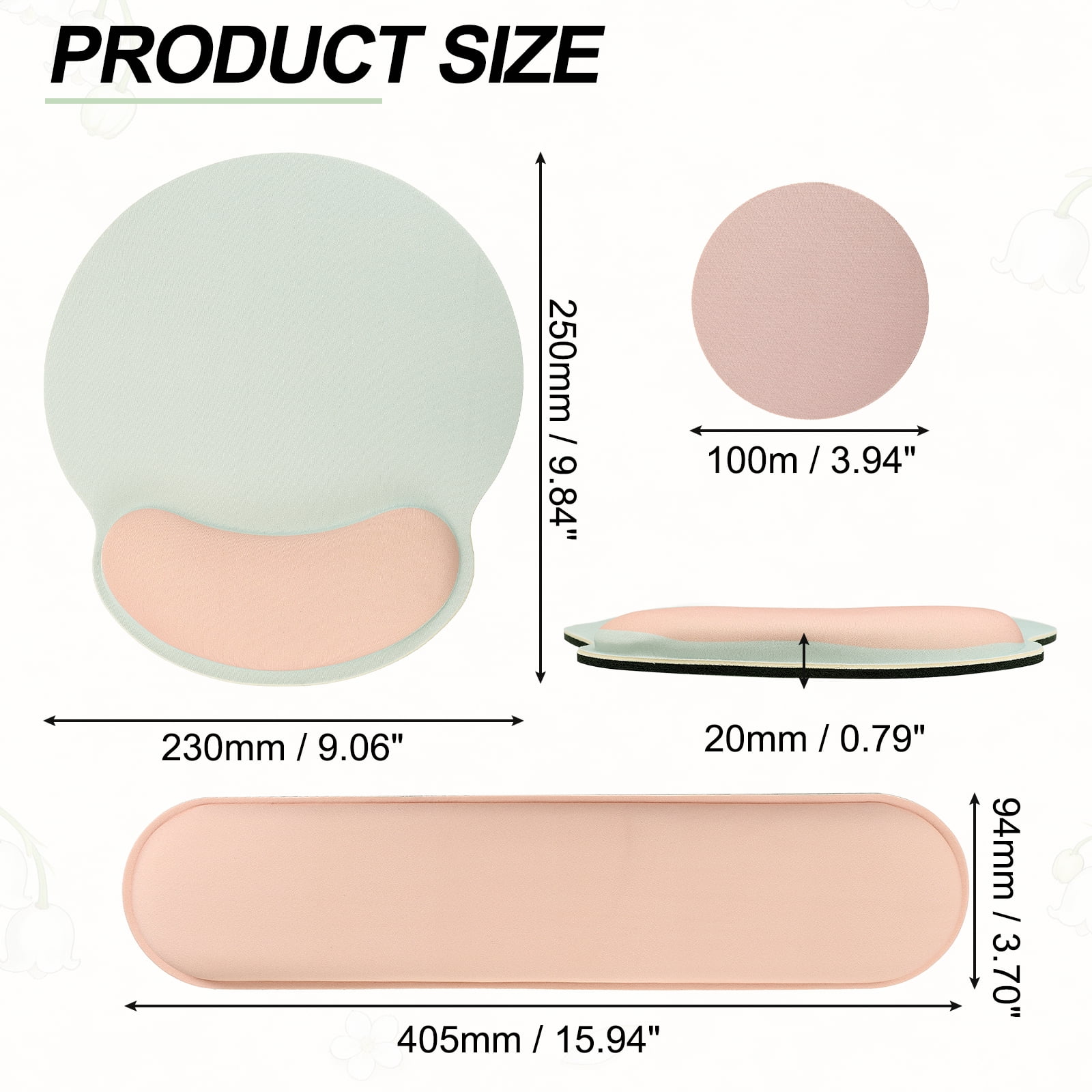 Ergonomic Wrist Rest Set, Memory Foam Mouse Pad and Keyboard Wrist Rest Support Hand Waterproof Cup Pad Non-slip for Office Computer Gaming Home Desk Accessory, Apricot/Green