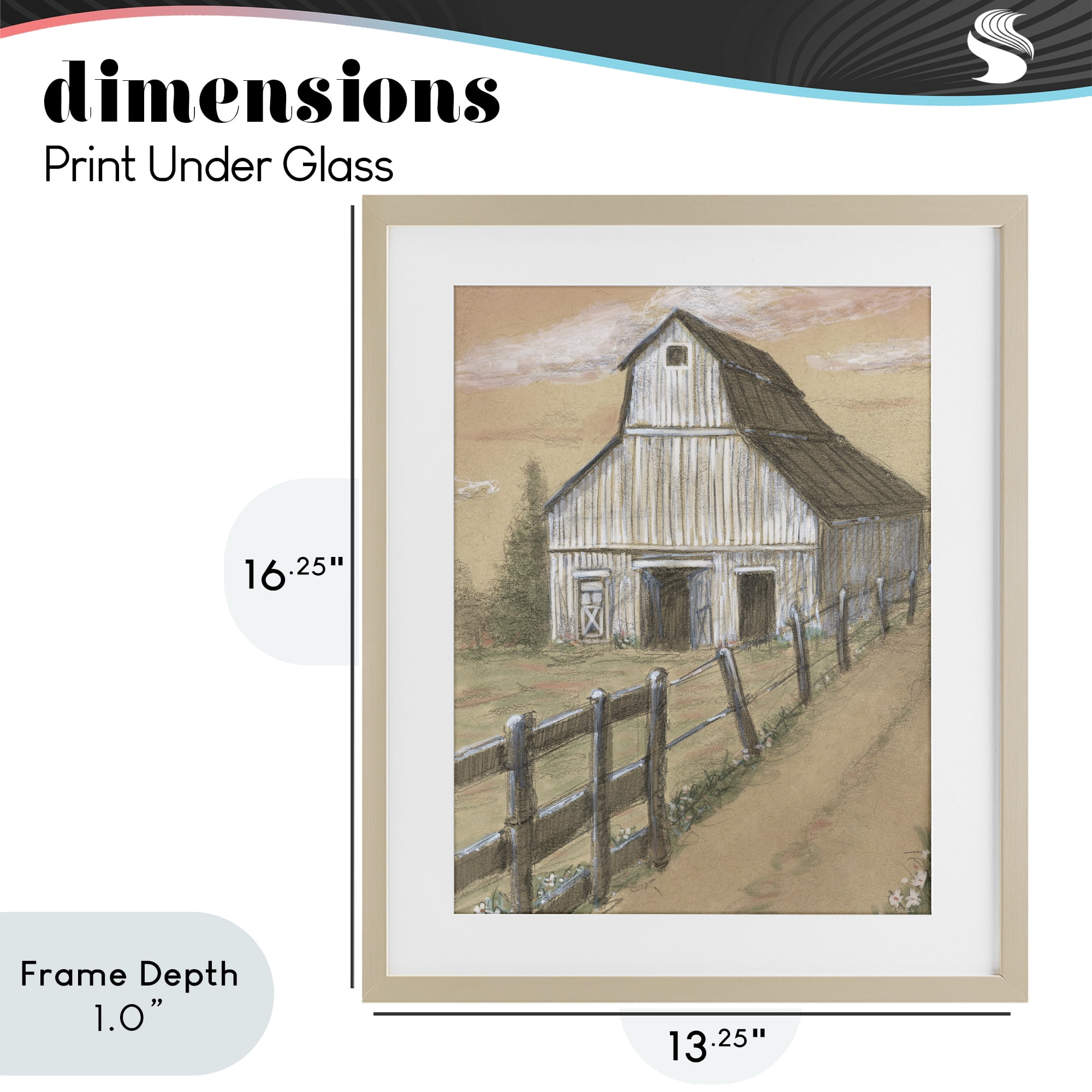 Stupell Industries Barn Fence Drawing Birch Framed Print Under Glass, design by Patti Bishop