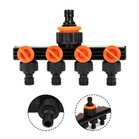 Garden Watering Connector Distributor Faucet 4 Way Hose Diverter With Valve