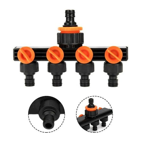 Garden Watering Connector Distributor Faucet 4 Way Hose Diverter With Valve