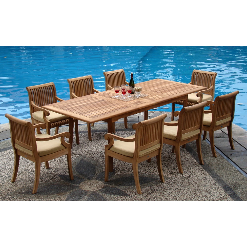 Teak Dining Set:8 Seater 9 Pc - Very Large 122" Caranasas Double