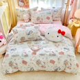 thumbnail image 1 of Sanrio Hello Kitty Bedding Set Cute Cotton Four Piece Double Queen Size Bed Linens Pillowcase Girl Dorm Bedclothes Home Textile, 1 of 5