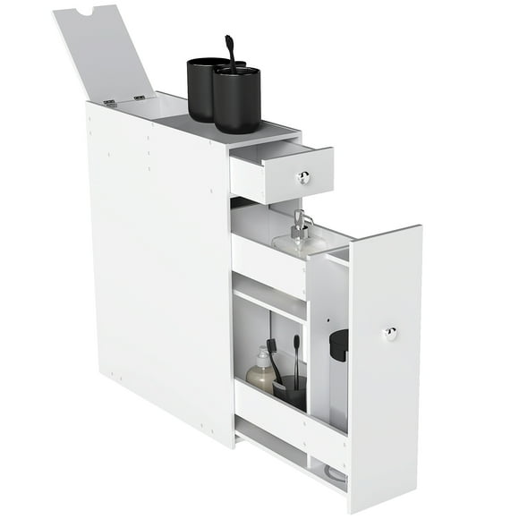 HOMCOM Bathroom Storage Cabinet, Narrow Toilet Paper Cabinet with Drawers