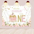 thumbnail image 4 of Pumpkin 1st Birthday Backdrop for Girl Floral Litttle Pumpkin First Birthday Background Pink and Gold Dots Fall Autumn Pumpkin Birthday Baby Shower Party Decorations Banner Photo Booth Props, 4 of 4