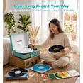 thumbnail image 3 of TANLANIN Blue 3-Speed Bluetooth Record Player with Built-in Speakers, 3 of 15